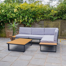 Jack Stonehouse Jsh Sicily 4 Seater Corner Patio Sofa Set With Polywood Coffee Table Grey Outdoor Garden Furniture 8Cm Padded Cushions - thumbnail 4