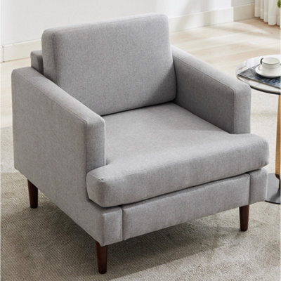 Living And Home Mid-Century Light Grey Linen Single Sofa Armchair - image 1