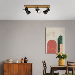 Briloner Wood Black Retro 3 Way Ceiling Light Spotlight Gu10 Adjustable Spots 480mm - thumbnail 8