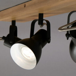 Briloner Wood Black Retro 3 Way Ceiling Light Spotlight Gu10 Adjustable Spots 480mm - thumbnail 4
