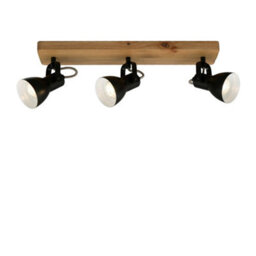 Briloner Wood Black Retro 3 Way Ceiling Light Spotlight Gu10 Adjustable Spots 480mm - thumbnail 1