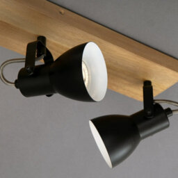 Briloner Wood Black Retro 3 Way Ceiling Light Spotlight Gu10 Adjustable Spots 480mm - thumbnail 3