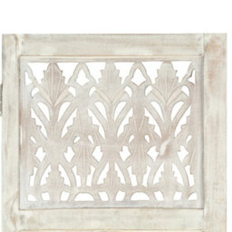 Berkfield Hand Carved 3-Panel Room Divider White 120X165 Cm Solid Mango Wood - thumbnail 3