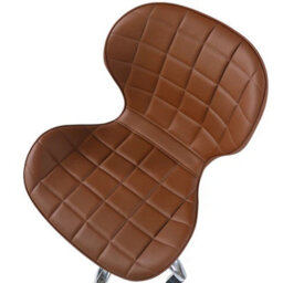 Adjustable Swivel Office Chair Brown Pu Chrome Base - thumbnail 3