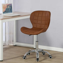 Adjustable Swivel Office Chair Brown Pu Chrome Base - thumbnail 4
