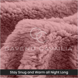 Gc Gaveno Cavailia Teddy Bear Plain Fitted Sheet Single Pink Fleece Thermal Warm Super Soft & Warm Fluffy Fitted Bed Sheet - thumbnail 4