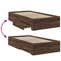 Berkfield Bed Frame With Drawers Without Mattress Brown Oak 75X190 Cm Small Single - thumbnail 7