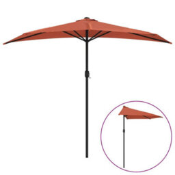 Berkfield Elegant Balcony Parasol With Aluminium Pole Terracotta 270X135X245 Cm Half