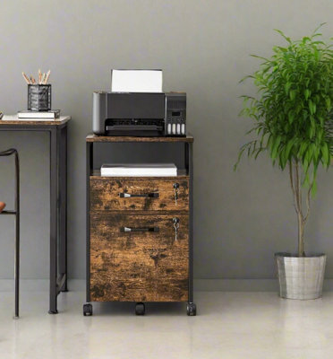 Modcraft Mobile Filing Cabinet With Lockable Drawers , Wheels With Open Shelf For A4 & Letter Files - image 1