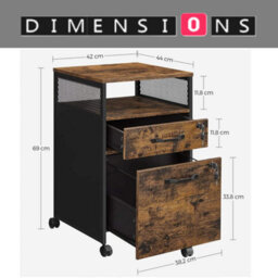 Modcraft Mobile Filing Cabinet With Lockable Drawers , Wheels With Open Shelf For A4 & Letter Files - thumbnail 5