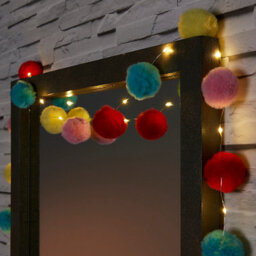 Pastel Pom Battery-Powered Warm White 16 Led Indoor String Lights - thumbnail 1