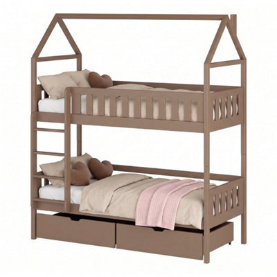 Arte Gaja Wooden Bunk Bed With Storage - Milk Chocolate - Foam Mattresses Included - 90 X 190Cm - image 1