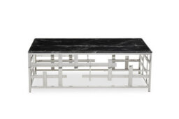 Orsina Geometric Style Black Marble Coffee Table, Spacious Rectangular Table, Versatile Decorative Table For Patio - thumbnail 6