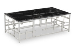 Orsina Geometric Style Black Marble Coffee Table, Spacious Rectangular Table, Versatile Decorative Table For Patio - thumbnail 3