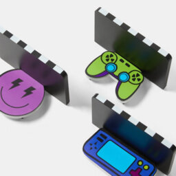 Ohs Kids Set Of 3 Gaming Novelty Wall Shelves Floating Storage - Checkerboard - thumbnail 3