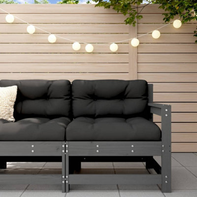 Berkfield Garden Corner Sofa Grey Solid Wood Pine - image 1