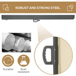 Outsunny 3X2M Retractable Side Awning Screen Fence Patio Privacy Divider Cream - thumbnail 6