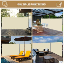 Outsunny 3X2M Retractable Side Awning Screen Fence Patio Privacy Divider Cream - thumbnail 7