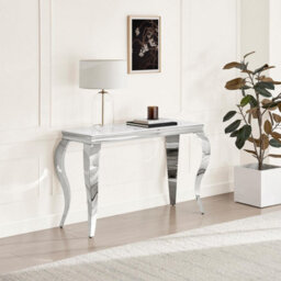 Furniturebox Uk Skye White Marble Glass And Metal Console Table - thumbnail 2
