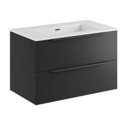 Affine 800mm Bathroom Vanity Unit Basin Wall Hung Furniture 2 Soft Close Drawers Black - thumbnail 5