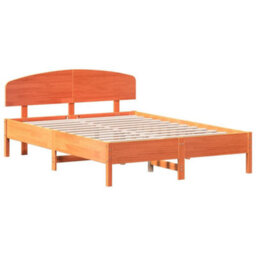 Berkfield Bed Frame Without Mattress Wax Brown 150X200 Cm King Size Solid Wood Pine - thumbnail 3