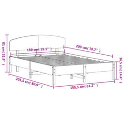 Berkfield Bed Frame Without Mattress Wax Brown 150X200 Cm King Size Solid Wood Pine - thumbnail 9