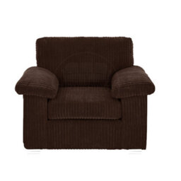 Furnishings For Less UK Delta Large Fabric Armchair Sofa Padded Arms Jumbo Cord Chocolate