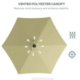 Outsunny 3(M) Cantilever Garden Parasol Umbrella W/ Solar Led, Beige - thumbnail 6