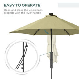 Outsunny 3(M) Cantilever Garden Parasol Umbrella W/ Solar Led, Beige - thumbnail 4