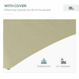 Outsunny 3(M) Cantilever Garden Parasol Umbrella W/ Solar Led, Beige - thumbnail 7