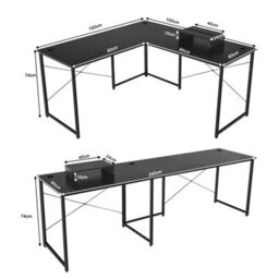 Costway L-Shaped Corner Computer Desk Reversible Study Writing Desk Workstation Home Office Laptop Black - thumbnail 3