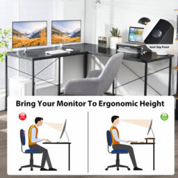 Costway L-Shaped Corner Computer Desk Reversible Study Writing Desk Workstation Home Office Laptop Black - thumbnail 7