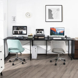 Costway L-Shaped Corner Computer Desk Reversible Study Writing Desk Workstation Home Office Laptop Black - thumbnail 4