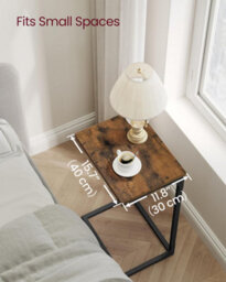 Songmics Industrial C Set, Twin Side Tables With Metal Framework, Rustic Brown And Ink Black - thumbnail 4
