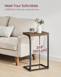 Songmics Industrial C Set, Twin Side Tables With Metal Framework, Rustic Brown And Ink Black - thumbnail 3
