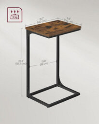 Songmics Industrial C Set, Twin Side Tables With Metal Framework, Rustic Brown And Ink Black - thumbnail 2