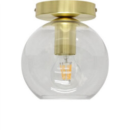 First Choice Lighting Set Of 2 Barnum - Clear Glass Globe Satin Brass Ceiling Light Fittings - thumbnail 2
