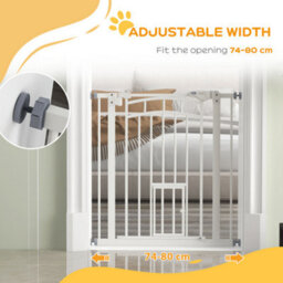 Pawhut Pressure Fit Pet Safety Gate With Small Cat Door 74 To 80 Cm - thumbnail 8