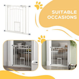 Pawhut Pressure Fit Pet Safety Gate With Small Cat Door 74 To 80 Cm - thumbnail 9