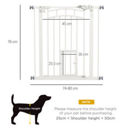 Pawhut Pressure Fit Pet Safety Gate With Small Cat Door 74 To 80 Cm - thumbnail 3
