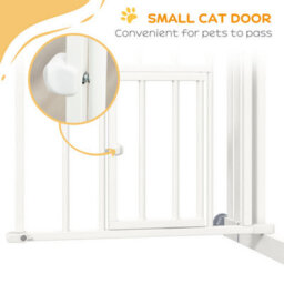 Pawhut Pressure Fit Pet Safety Gate With Small Cat Door 74 To 80 Cm - thumbnail 7
