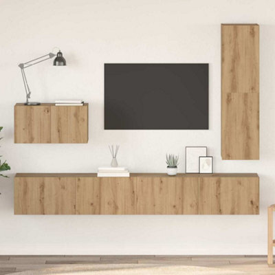 Berkfield 4 Pcs Artisan Oak 30.5 X 30 X 110 Cm Engineered Wood - image 1