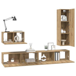 Berkfield 4 Pcs Artisan Oak 30.5 X 30 X 110 Cm Engineered Wood - thumbnail 3