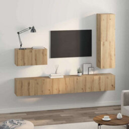 Berkfield 4 Pcs Artisan Oak 30.5 X 30 X 110 Cm Engineered Wood - thumbnail 4