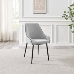 Furniturebox Set Of 2 Dining Chairs - Beaumont Premium Dining Chairs - Grey Fabric Black Leg Dining Chairs - Kitchen Dining Room Chairs - thumbnail 5