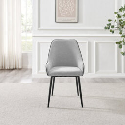 Furniturebox Set Of 2 Dining Chairs - Beaumont Premium Dining Chairs - Grey Fabric Black Leg Dining Chairs - Kitchen Dining Room Chairs - thumbnail 4