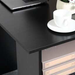 Wyld Haus Fasasa 120Cm Black Home Office Desk With 3 Shelves And 3 Drawers - thumbnail 9