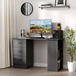 Wyld Haus Fasasa 120Cm Black Home Office Desk With 3 Shelves And 3 Drawers - thumbnail 3