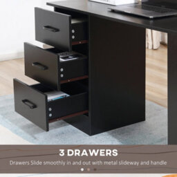 Wyld Haus Fasasa 120Cm Black Home Office Desk With 3 Shelves And 3 Drawers - thumbnail 6
