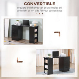 Wyld Haus Fasasa 120Cm Black Home Office Desk With 3 Shelves And 3 Drawers - thumbnail 7